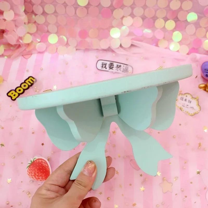 Wooden Decorative Shelves Girls' Room Organizer Holder Pink Wall Shelf Decor Frame Bows Decoration  Wooden Storage Rack