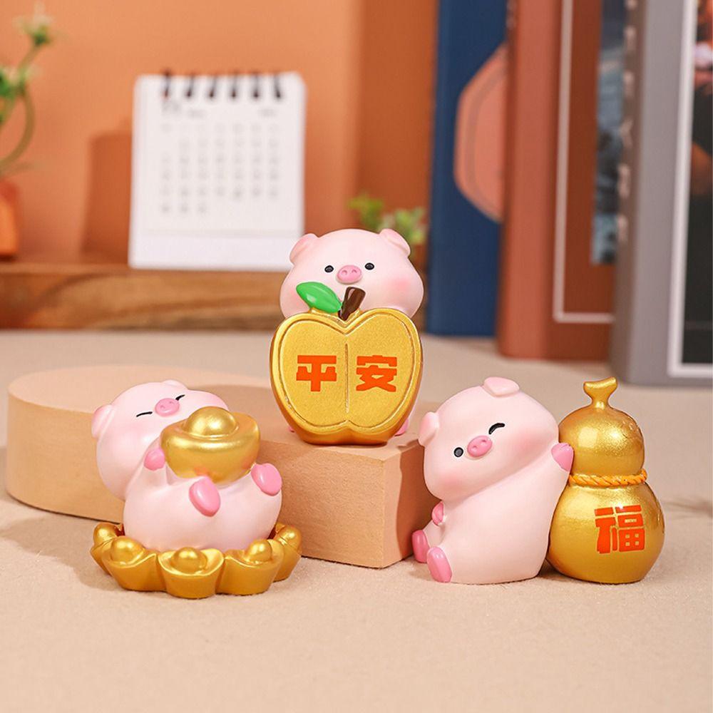 Chinese Style Blessing Pig Statue Fortune New Year Pig Figurine Lucky Pig Figurine  Party Supplies