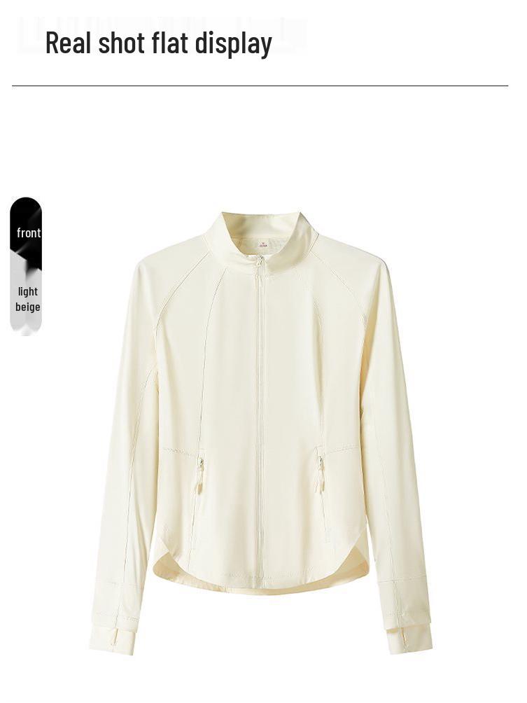 Women's Ice Silk Sun Protection Jacket, Stand Collar Slim Fit with High-Quality YKK Zipper, Thin, Breathable, and Skin-Friendly.