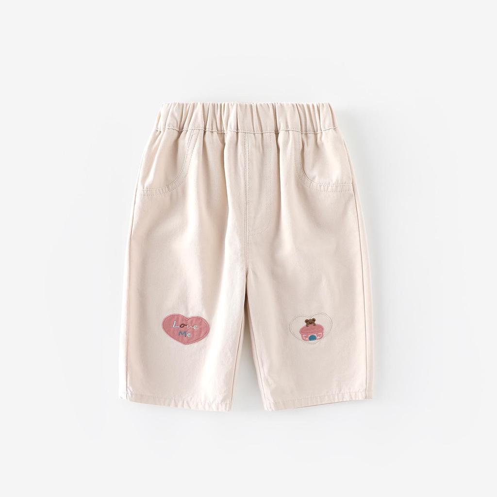 New Autumn 2025 Girls' Korean Style Denim Jeans with Applique Embroidery