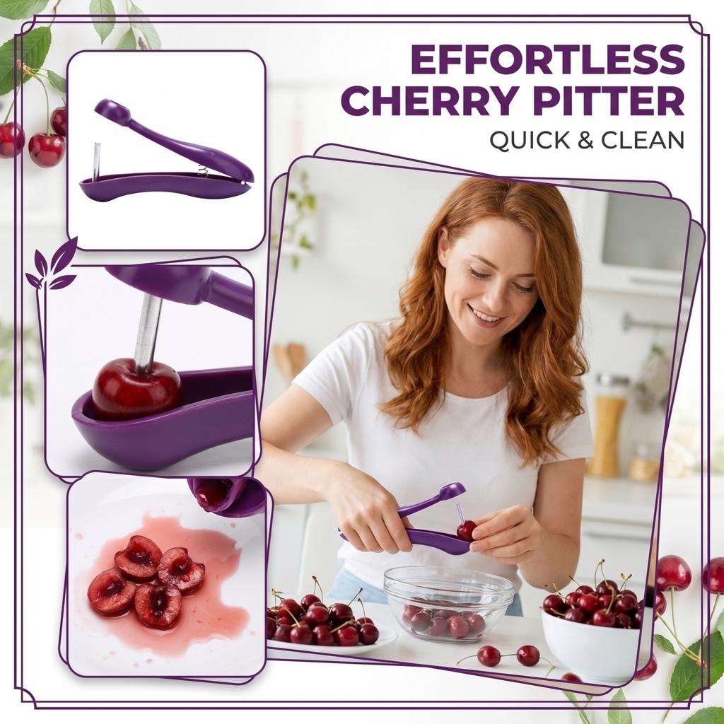 Cherry Pitter Press Style Fruit Pitter Tool for Removing Pits from Cherries and Olives with Stainless Steel Pin and Ergonomic Handle for Easy Use