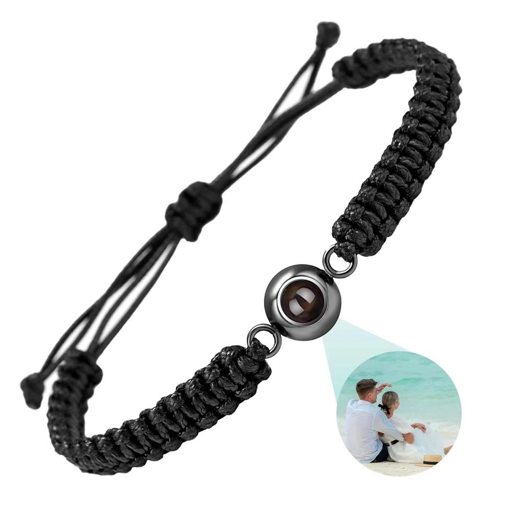 Individuelles gewebtes Armband aus Edelstahl mit 'Ich liebe dich' in 100 Sprachen und Foto