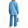 Women's Casual Scalloped Wavy Hem Long Sleeve Sweatshirt and Pants Set, Fashion Outfit