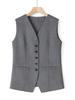 Women's V-neck Wool Melton Lambswool Waistcoat - Autumn/Winter Old Money Style
