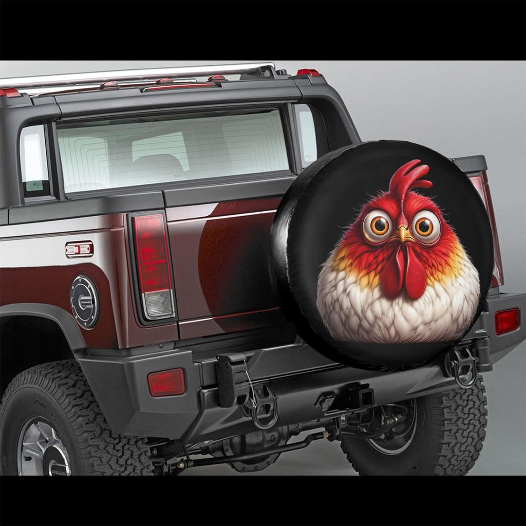 Funny Cartoon Rooster Tire Cover Waterproof Polyester Spare Wheel Protector for SUV