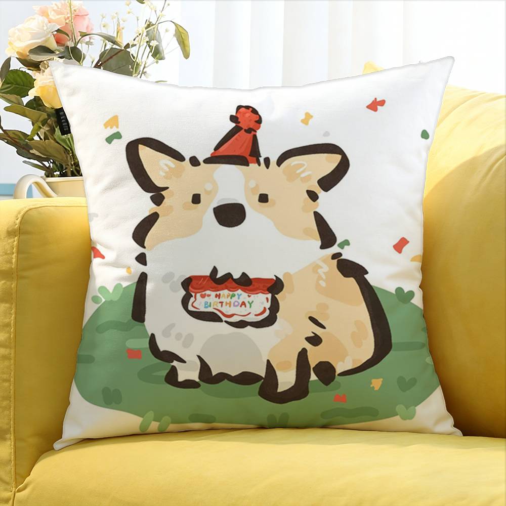 cute Corgi World Various Sizes Square Pillow Case For Car Home Bedchamber Decor