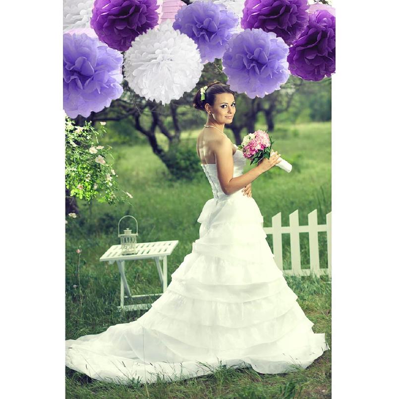 Purple Bridal Shower Decorations Kit-Bride To Be Banner White Lavender Purple Tissue Flower Pom Poms Paper Lanterns Latex Balloons for Purple