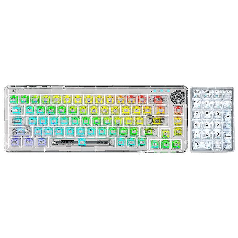 AULA Wolf Spider F68 Transparent Bluetooth Wireless Mechanical Keyboard, Three-Mode, Hot-Swappable Ice Soul Switches
