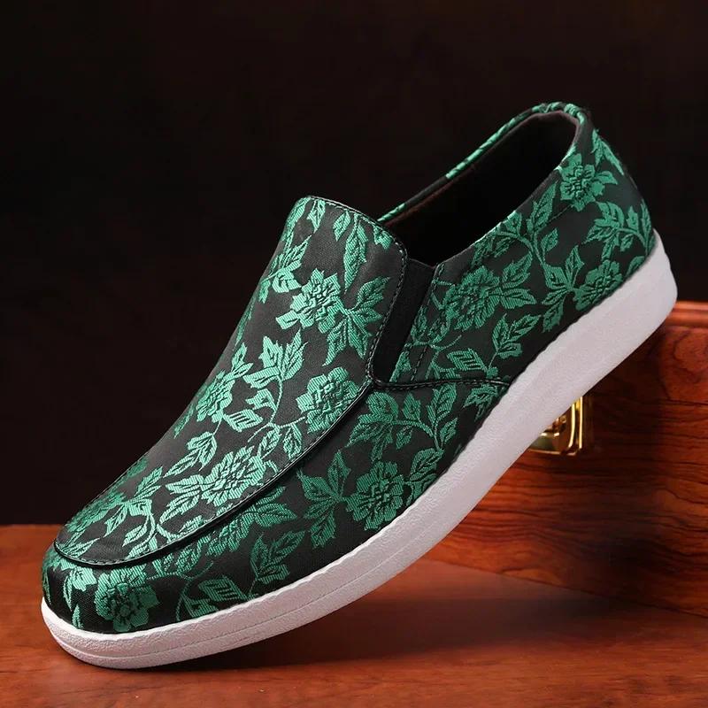 Fashion Men's Loafers Casual Single Shoe Breathable Thick Sole Comfort Anti Slip Wear-resistant Flower Platform Casual Shoes Sandalias