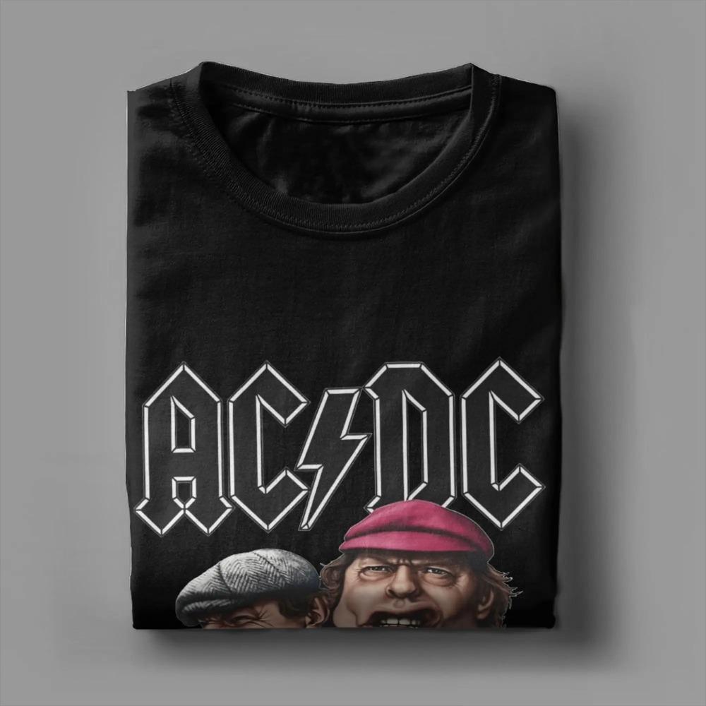 Erkek ACDC Tişörtleri Üstler Vintage Kısa Kollu Yuvarlak Yaka Tişörtler Büyük Beden Tişört