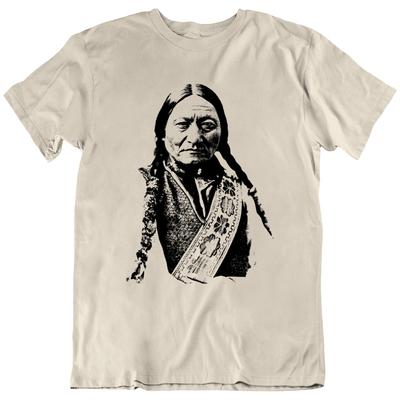 Touro Sentado Chefe Nativo Americano Índio Camiseta Vintage Retrô Presente Novo