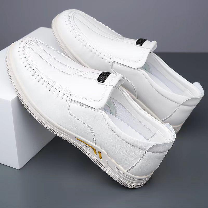 Summer Breathable Cowhide Designer Brand Men's Cowhide Lazy Bean Shoes New Men's Breathable Round Toe Soft Soled Loafers