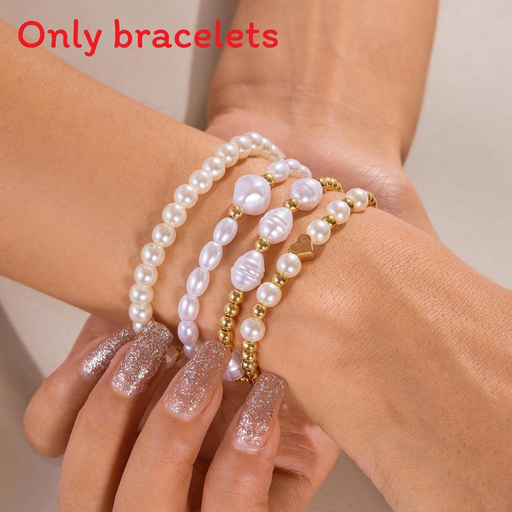 Artificial Pearl Beaded Bracelet With Geometric Oval Design For Womens Fashion Accessory