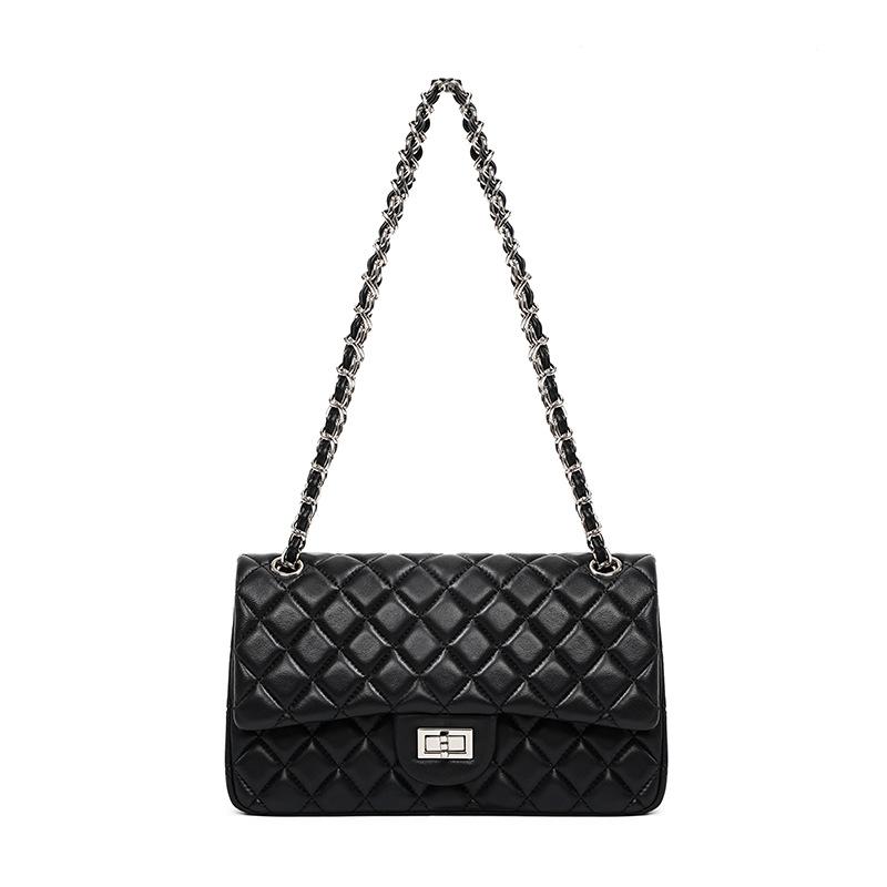 New sheepskin fashion crossbody armpit small square bag, women's diamond chain small fragrant shoulder bag