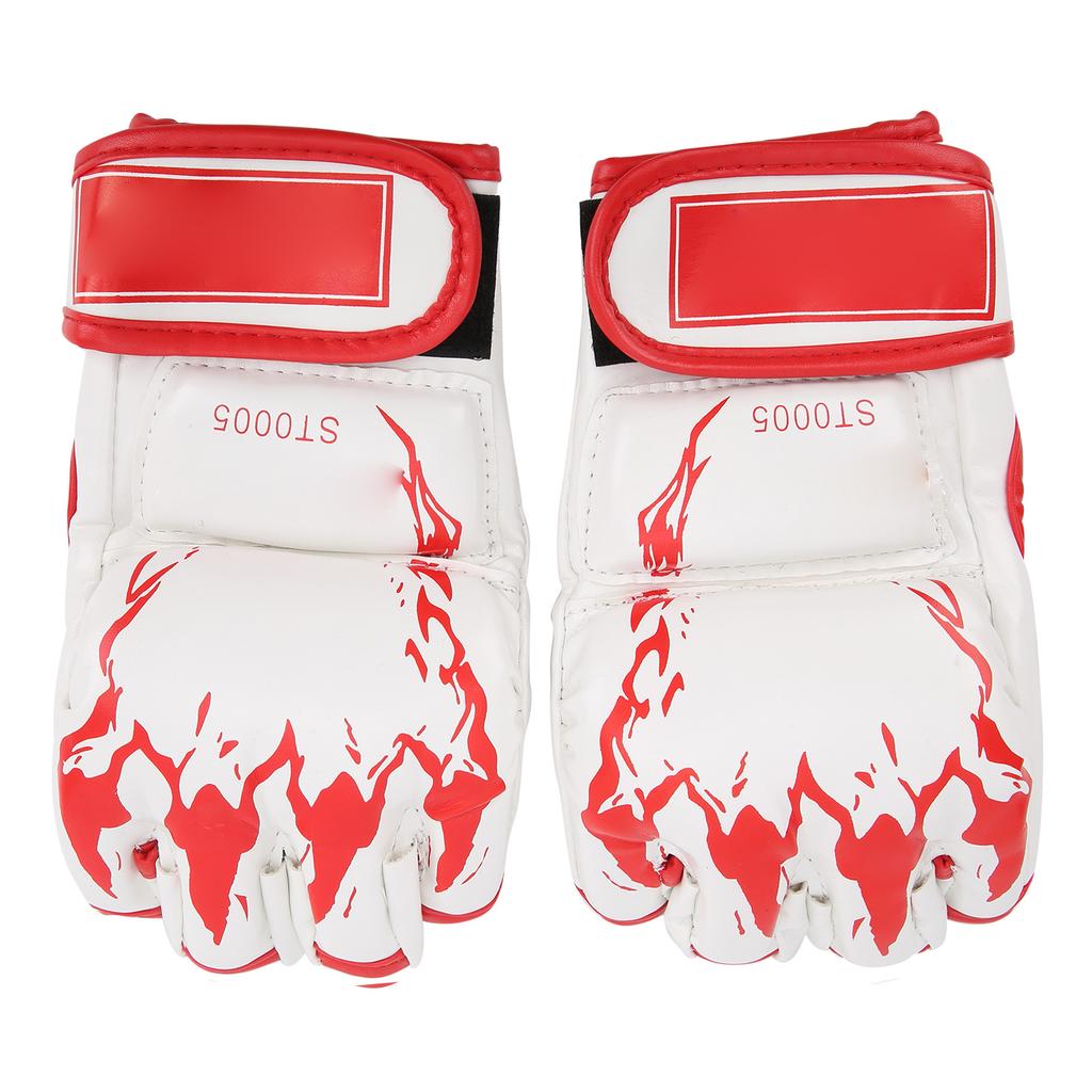 Professional MMA Fingerless Gloves PU Leather Punching Bag Sanda Boxing GlovesWhite Bottom Red Claw
