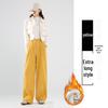 Women's Yellow Corduroy Wide-Leg Pants - Autumn/Winter 2025 Plus Velvet, Loose Straight Casual Style