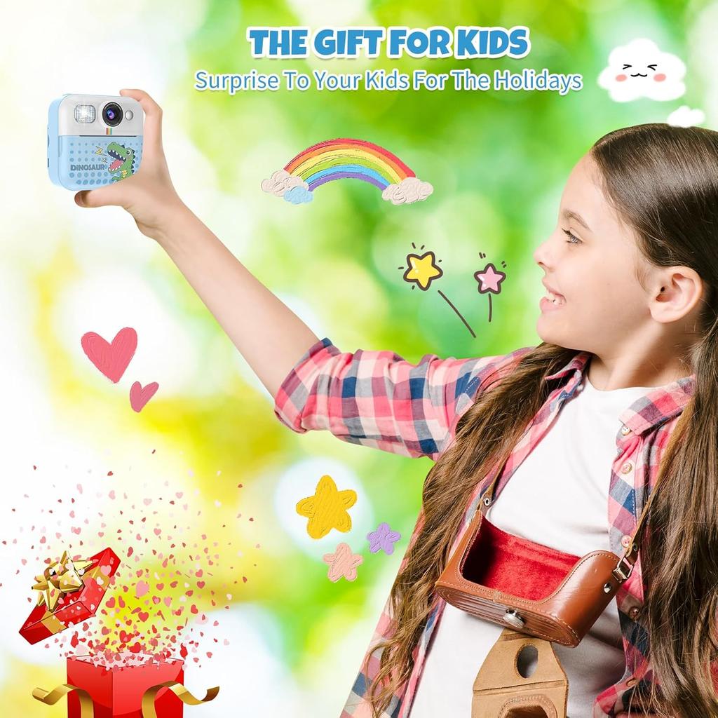 Kids Camera,Toddler Camera Instant Print Toys,1080P Children Printable Camera,Pink Selfie Camera Christmas Birthday Gifts for Girls Boys Age 3-10