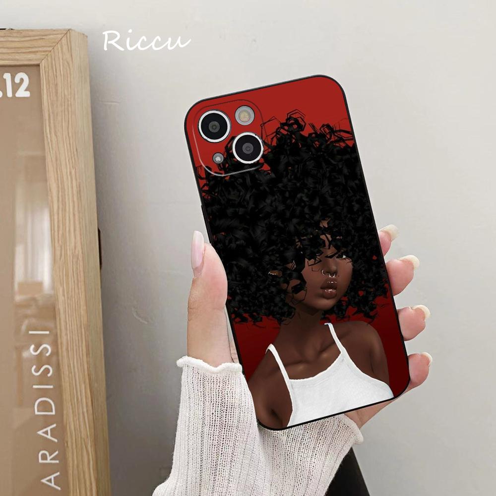 FOR IPhone 14 Afro Girls Art Soft Case for Iphone 14 11 12 Pro 8 7 Plus X 13 Pro MAX SE2020 XR XS RICCU Soft Covers