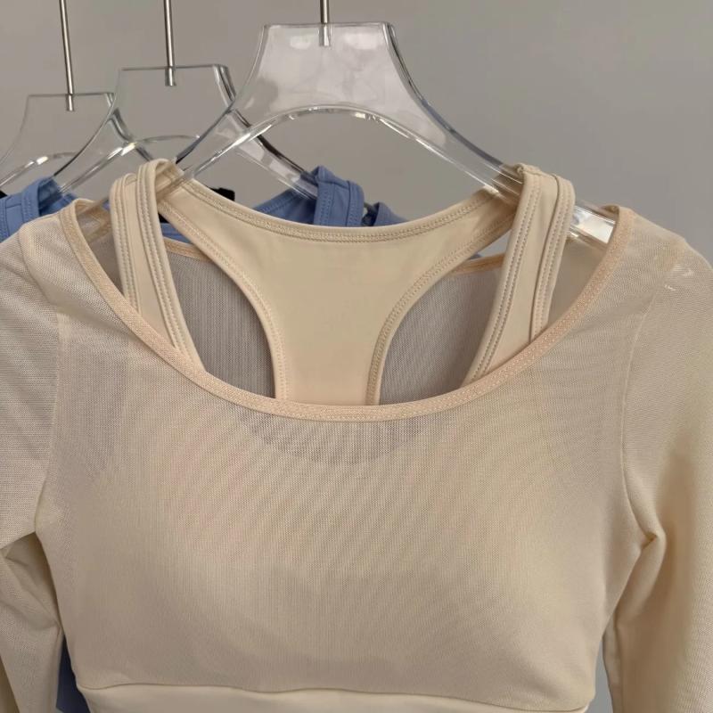 Women's Sheer Mesh Long Sleeve Cutout Crop Top Slim Fit Stretchy Yoga T-Shirt for Fitness Casual Wear