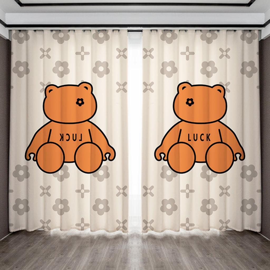 Zwierzęta kreskówkowe zasłona okienna salon akwarela króliczek niedźwiedź zasłony z oczkami nadruk księżyca nowe zasłony do pokoju dziecięcego wysokie cieniowanie
