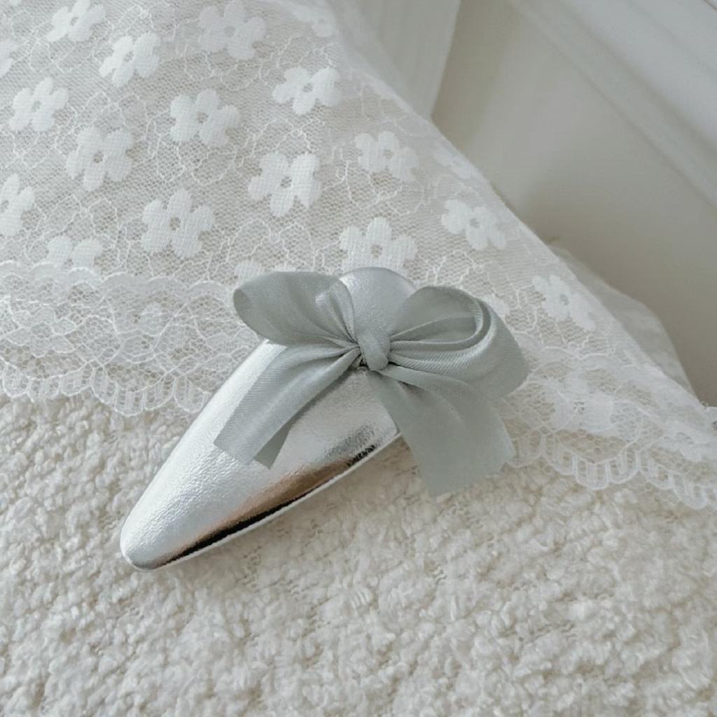 Sweet Mesh Bow Leather Hair Clip Water Droplet BB Clip Break Clip Bangs Side Clip Gentle Temperament Hair Accessory for Women