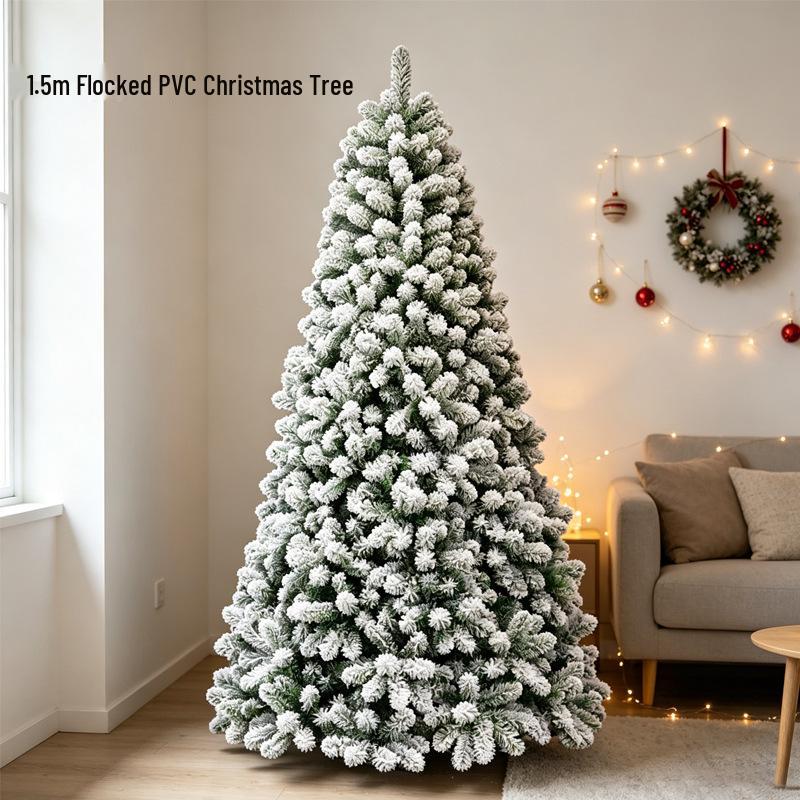 Frosted PVC White Fluff Christmas Tree for Hotel and Commercial Decorations