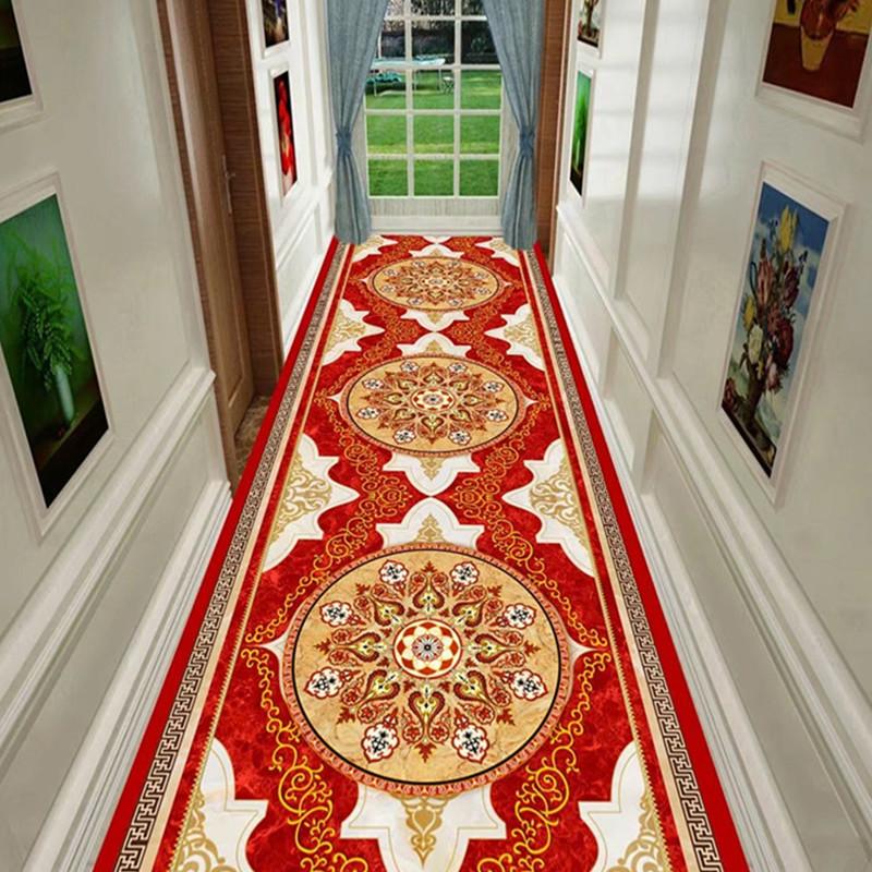 

Vintage Bohemian Style Extra-Long Runner Mat - Non-Slip, Polyester Mat with Intricate Floral Patterns Perfect for Hotel Entrances, Hallways 80*100CM