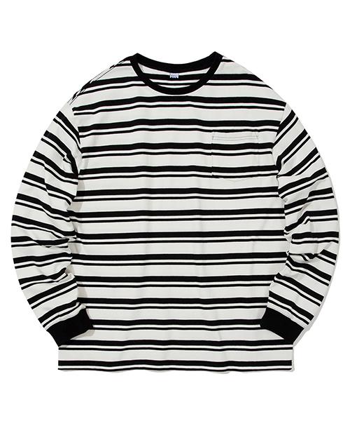 Softer Ls Border T-Shirt (White/Black) White/L