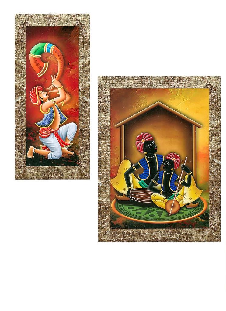 @ Folk Artists Framed Painting Without Glass 32X25X32 Zr-1584-60%Off