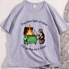 Funny Dumpster Fire Raccoon Tshirt Mental Health Tee Shirt Casual Cotton Short Sleeve Tshirt Streetwear Loose Mens Clothes