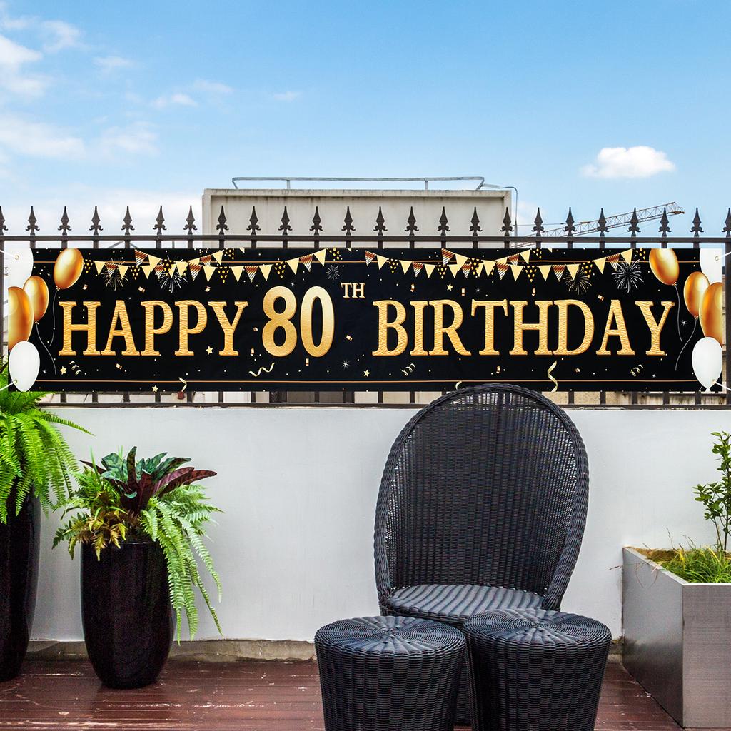 30-80 Old Birthday Background Decor Birthday Banner Hanging Poster Flag 50th 60th 70th Latex Balloon Bunting Garland Anniversary