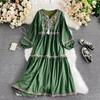 Women's V Neck Printed Mid Waist Pullover Casual Loose And Thin Temperament Dress