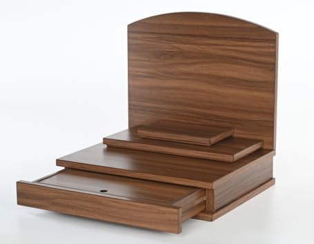 Oda Kobo Buddhist Altar, Modern Mini Buddhist Altar, Open Type, with Storage, for Memorial Service (Mini, Walnut Color)
