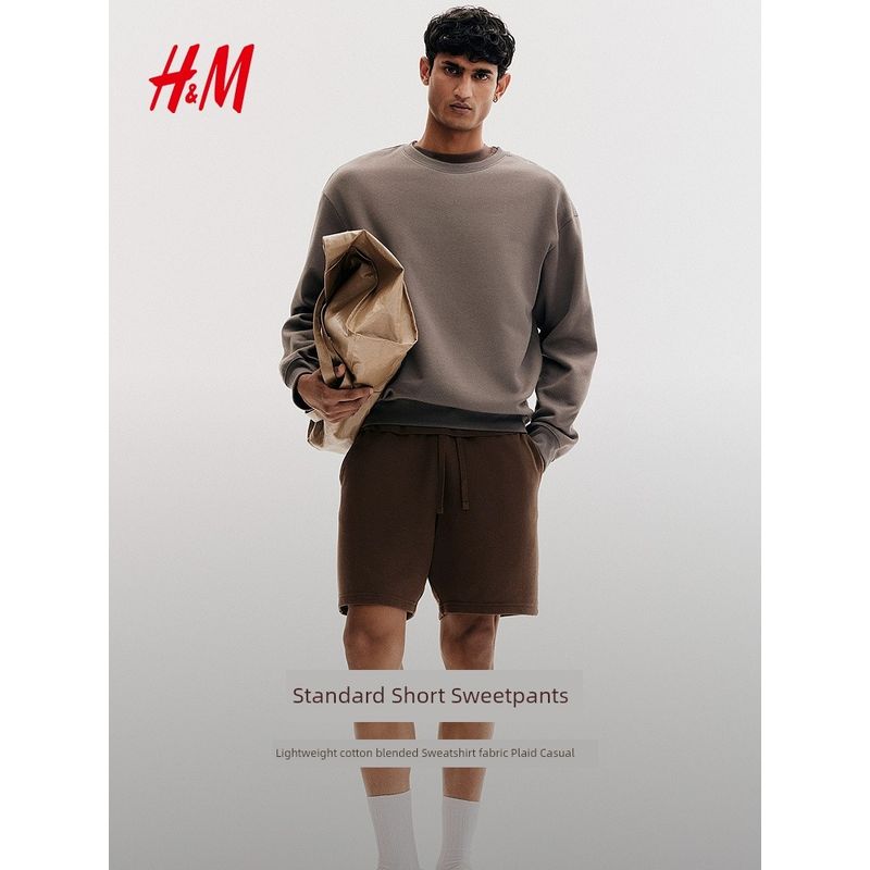 

HM Мужские спортивные брюки Летние тонкие спортивные штаны Эластичный пояс Свободные прямые Средне-высокая посадка Повседневные шорты 1224295 Brown 021 175/96(L)