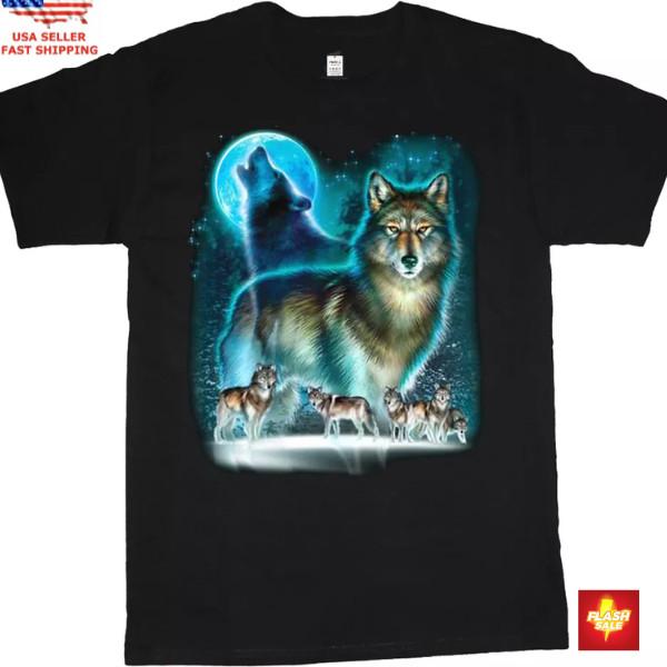 Trending big and tall t-shirt wolves wolf moon wolf shirt tee shirt tall shirts Unisex T-Shirt XXXXL