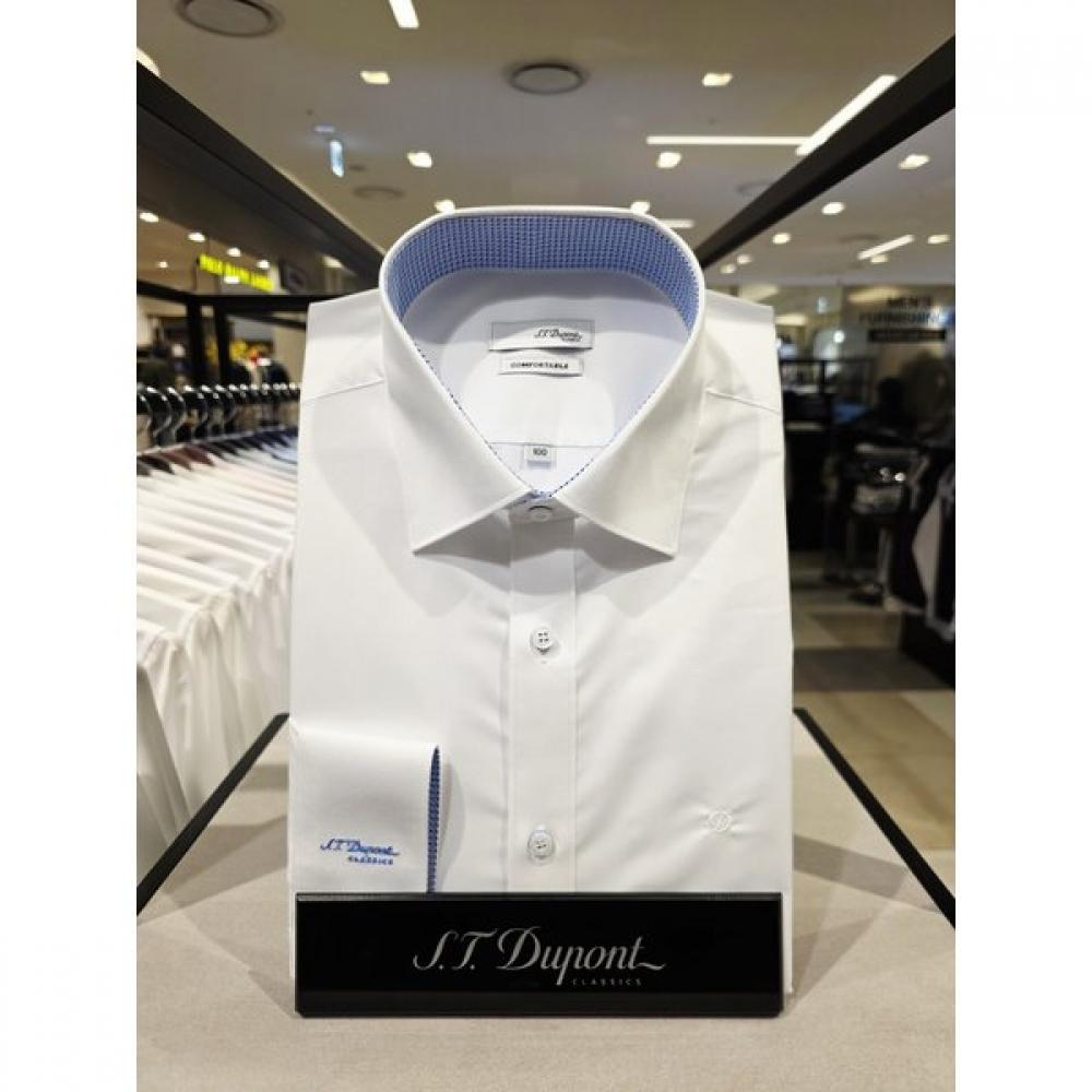 

S.t. Dupont Cotton Blend Stretch Long Sleeve Slim Fit Shirt Se5sm22ls752swh 110