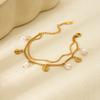 Ins Ocean Wind Pearl Shell Tassel Chain Plated 18K Gold Stainless Steel Bracelet Versatile Jewelry Women