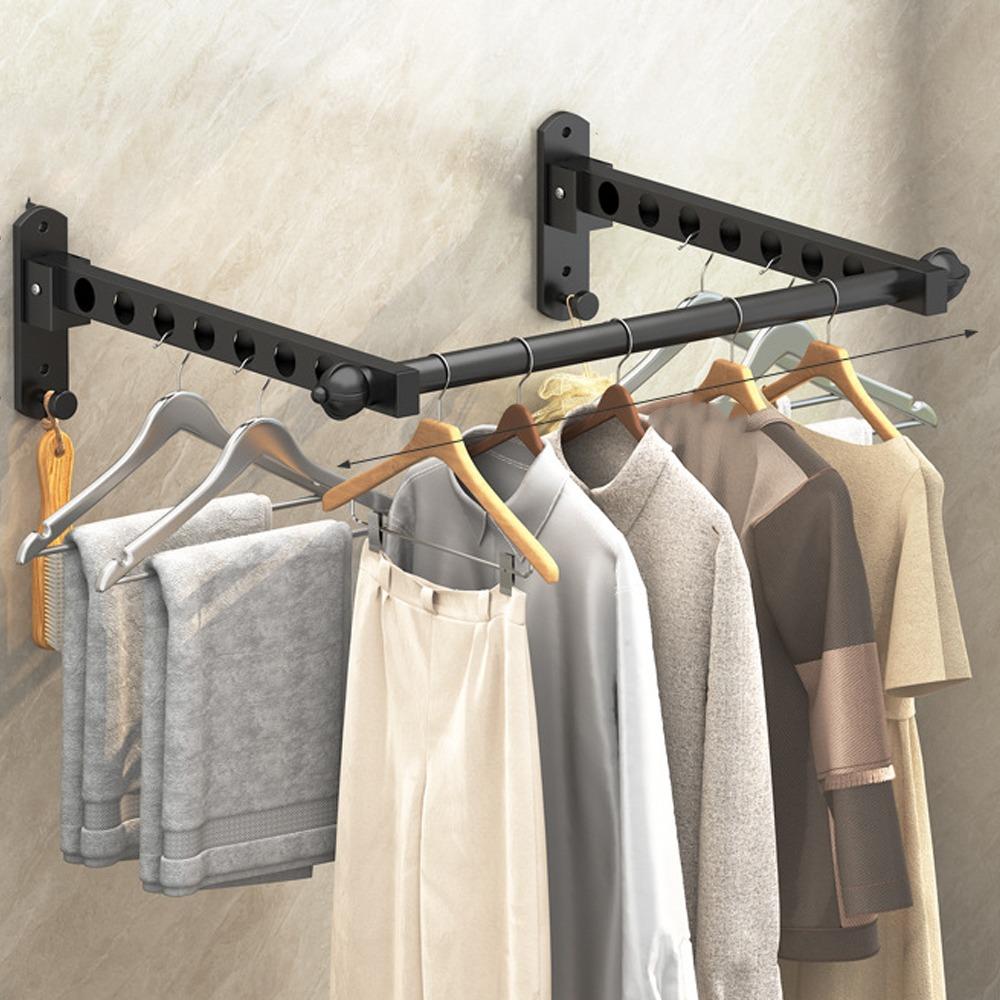 Non-Punching Drying Rack Stainless Steel Clothes Drying Hanger Folding Drying Racks  Bathroom