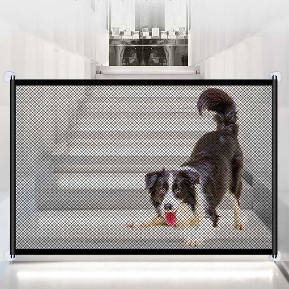 

Flexible Mesh Fabric Pet Isolation Net No Drill Pet Gate Indoor Space Separation 110*72cm
