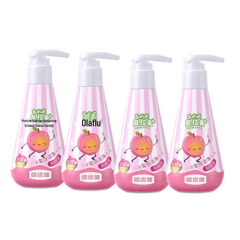 Hosjam Olaflur Children s Toothpaste, Peach, 3-12 Years (4x120g)