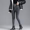 Verdickte Jeans mit hoher Taille aus Samt zum Abnehmen im Winter für Damen und hoch taillierte Leggings mit schmaler Passform und elastischen Jeans-Bleistifthosen