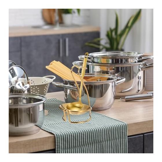 uxcell Spoon Rest Holder, Stainless Steel Upright Ladle Rack Set with Round Stainless Steel Bowl for Home Kitchen Countertop, Portable Upright Spoon