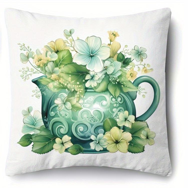 

Home Decor Irish Shamrock Love And Trinity Decorative Pillows Pattern Cushion Cover Suitable For Sofa Bedroom Car Pillow Cover 16x16Inch