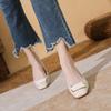 French Style Chunky Heel Pumps, Women's Pointed Toe Metal Buckle Flats, Soft Leather Work Slip-On Shoes for Office 2026