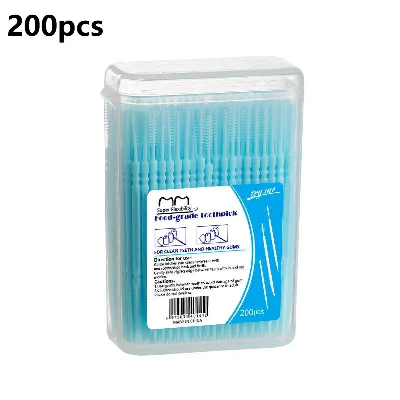 Brush Boxed Plastic Toothpick DisposableTeeth Picking Household Interdental Dental Floss Disposable Toothpick Brush синий