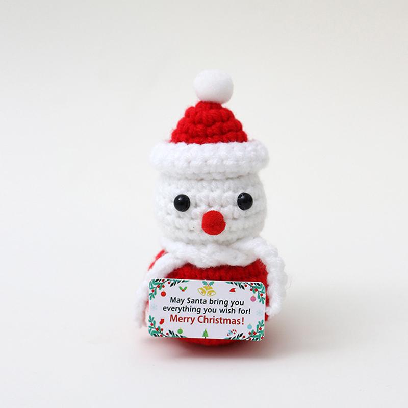 Cute Christmas Emotional Support Doll Fun Crochet Positive Energy Christmas Doll Handmade Knitte Doll Home Decor Festival Gift