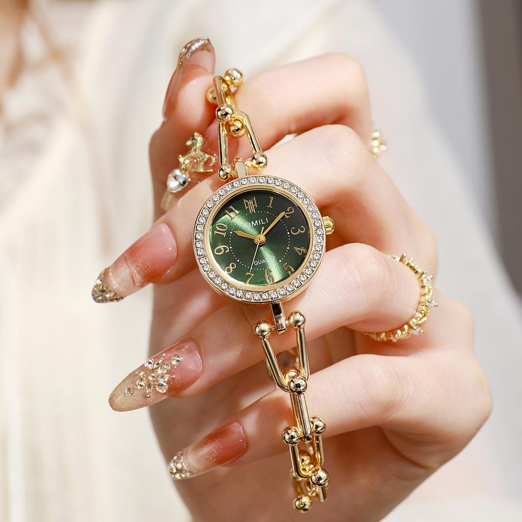 Creative Round Digital Chain Bracelet Watch, Light Luxury Niche Watch, High-End Temperament Quartz