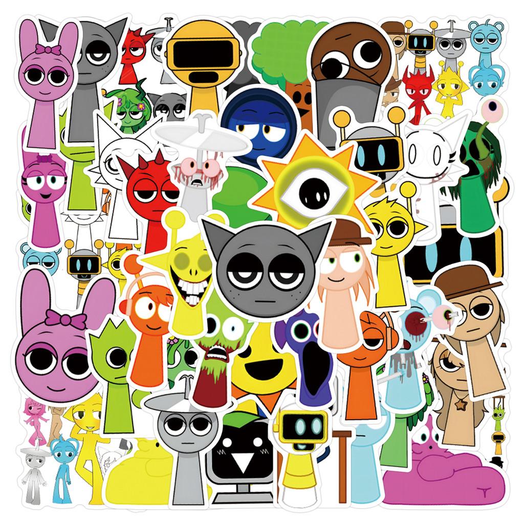 55 Piece Incredibox Sprunki Cute Style Waterproof Stickers For Creative Decoration
