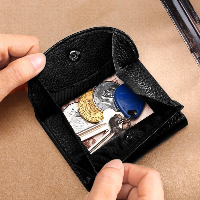 Kožený štít Držák na karty Kapsa Mini peněženka Malá peněženka Dámská kožená peněženka Peněženka Mini peněženka Peněženky pro muže Slim