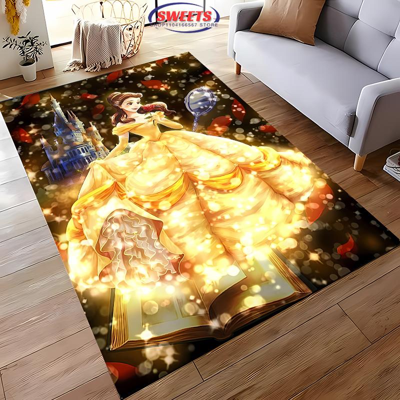 Neue Regale!Disney Belle Prinzessin Teppich, Wohnzimmer Schlafzimmer Bürobereich Kinderzimmer nach Wahl, Rutschfeste Maschinenwaschbare Matte